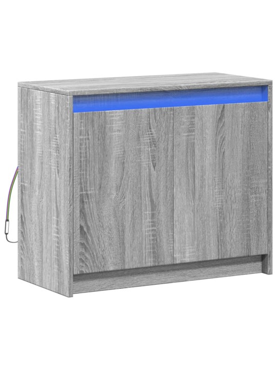 Puhvetkapp LED-tulega, hall sonoma tamm, 72x34x61 cm, tehispuit