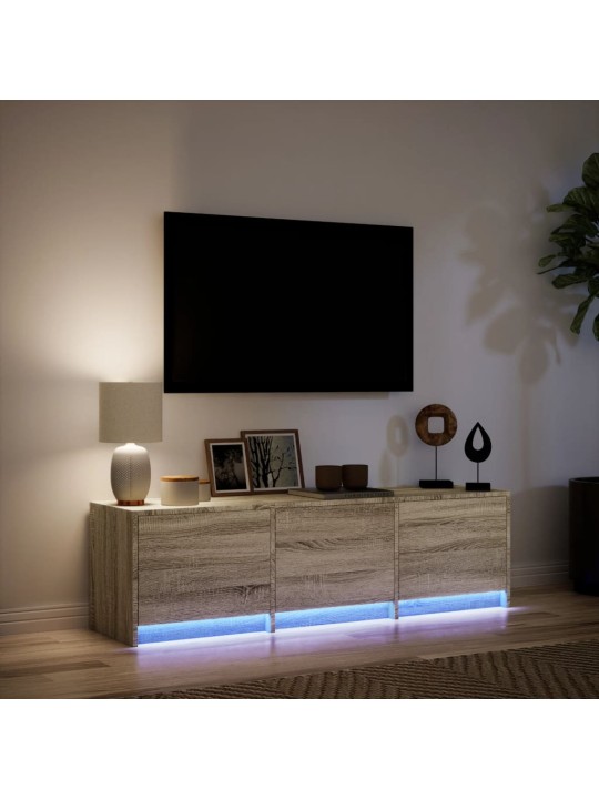 Telerikapp LED-tuledega, sonoma tamm, 140x34x40 cm, tehispuit