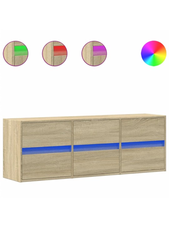 Teleri seinakapp LED-tuledega, sonoma tamm, 130 x 31 x 45 cm