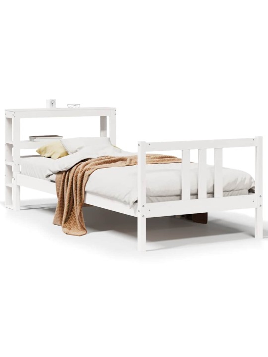 Voodiraam peatsiga ilma madratsita valge 90x200 cm