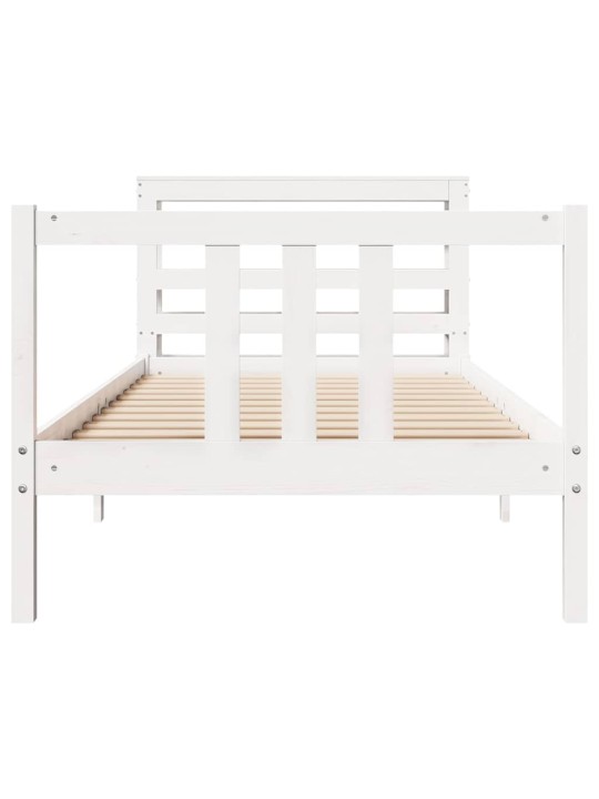 Voodiraam peatsiga ilma madratsita valge 90x200 cm