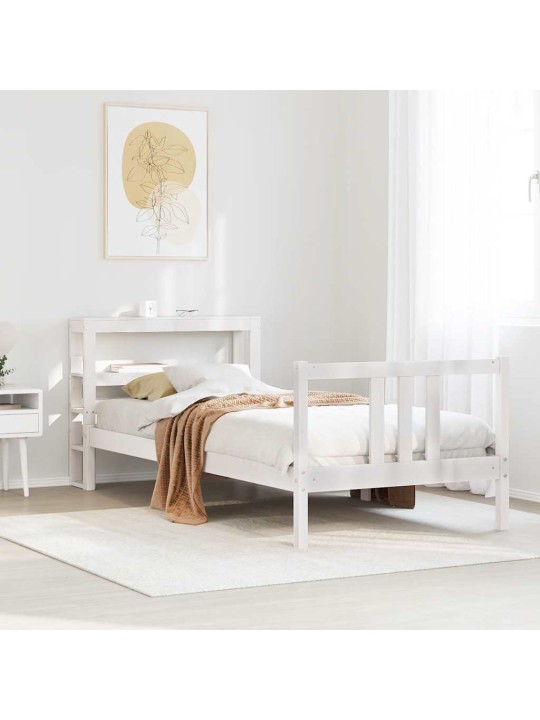 Voodiraam peatsiga ilma madratsita valge 90x200 cm