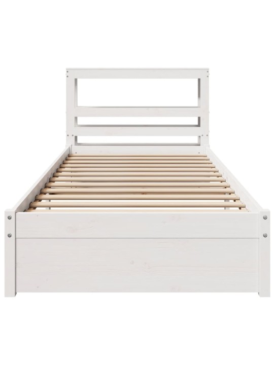 Voodiraam peatsiga ilma madratsita valge 90x190 cm