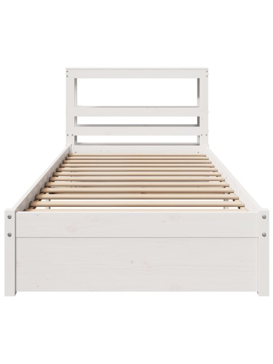 Voodiraam peatsiga ilma madratsita valge 90x200 cm