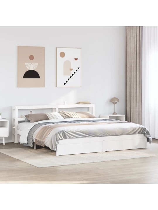 Voodiraam peatsiga ilma madratsita valge 180x200 cm