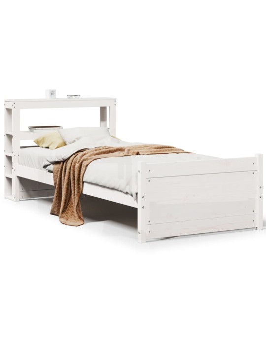 Voodiraam peatsiga ilma madratsita valge 90x190 cm