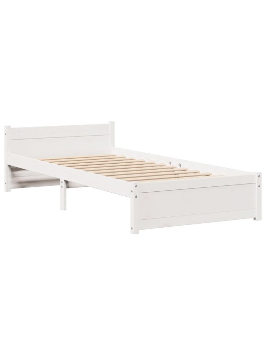 Voodiraam peatsiga ilma madratsita valge 90x190 cm