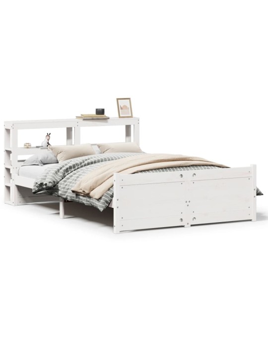 Voodiraam peatsiga ilma madratsita valge 140x190 cm