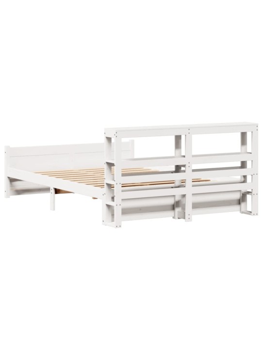Voodiraam peatsiga ilma madratsita valge 140x190 cm