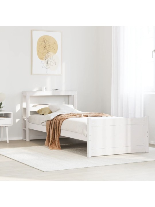 Voodiraam peatsiga ilma madratsita valge 90x200 cm