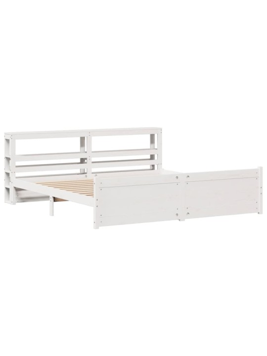 Voodiraam peatsiga ilma madratsita valge 180x200 cm