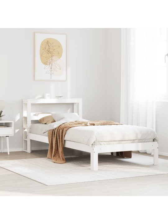 Voodiraam peatsiga ilma madratsita valge 90x200 cm