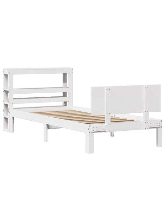 Voodiraam peatsiga ilma madratsita valge 90x190 cm
