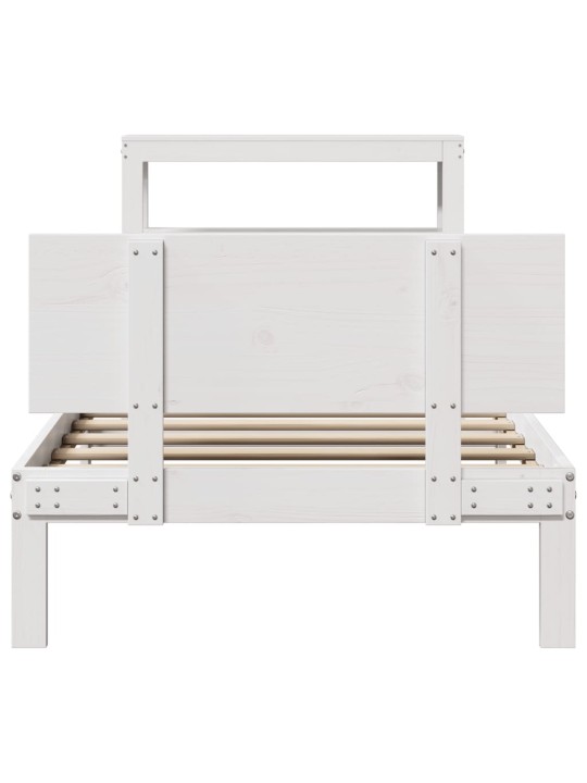 Voodiraam peatsiga ilma madratsita valge 90x190 cm