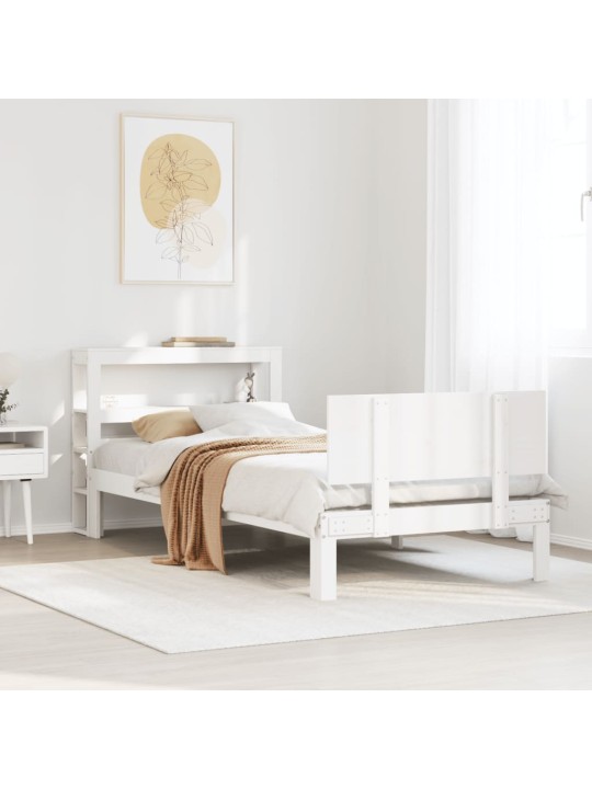 Voodiraam peatsiga ilma madratsita valge 90x190 cm