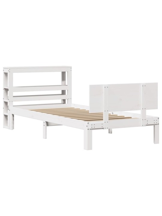 Voodiraam peatsiga ilma madratsita valge 90x200 cm
