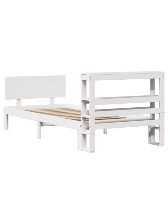 Voodiraam peatsiga ilma madratsita valge 90x200 cm