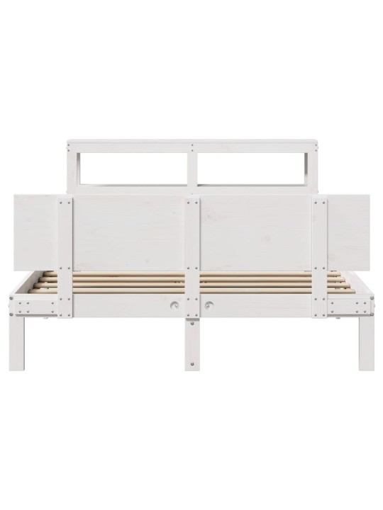 Voodiraam peatsiga ilma madratsita valge 120x200 cm