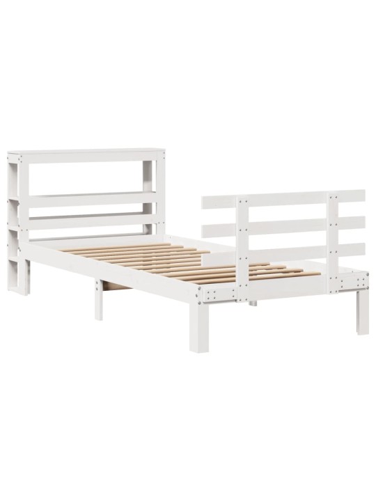 Voodiraam peatsiga ilma madratsita valge 90x190 cm