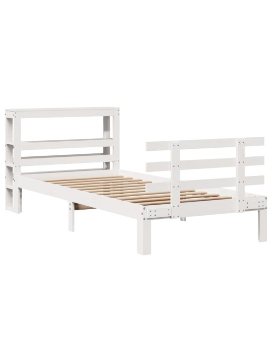 Voodiraam peatsiga ilma madratsita valge 90x200 cm