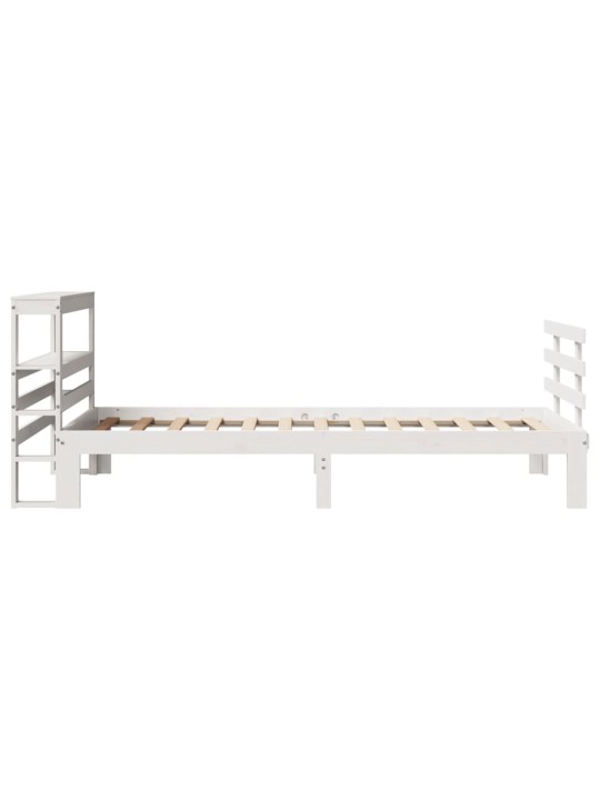Voodiraam peatsiga ilma madratsita valge 90x200 cm