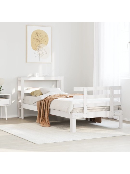 Voodiraam peatsiga ilma madratsita valge 90x200 cm