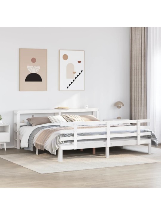 Voodiraam peatsiga ilma madratsita valge 180x200 cm