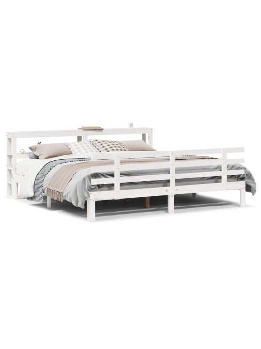 Voodiraam peatsiga ilma madratsita valge 200x200 cm