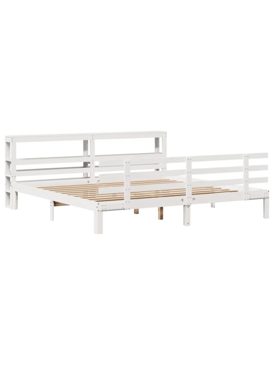 Voodiraam peatsiga ilma madratsita valge 200x200 cm