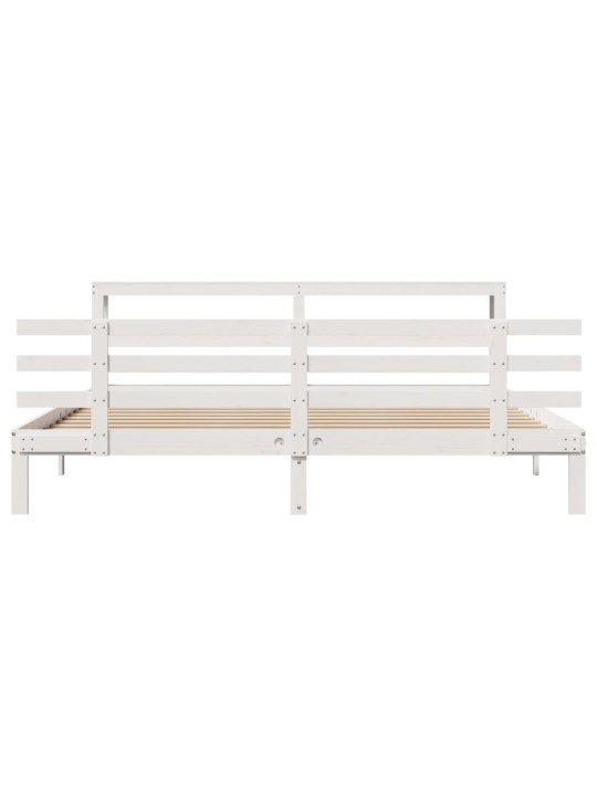 Voodiraam peatsiga ilma madratsita valge 200x200 cm