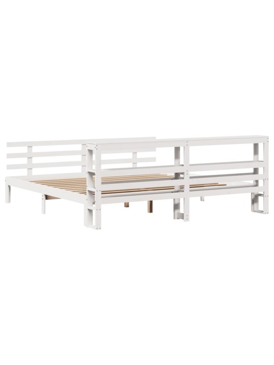Voodiraam peatsiga ilma madratsita valge 200x200 cm