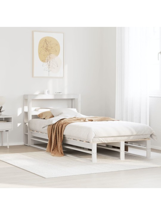 Voodiraam ilma madratsita, valge, 75 x 190 cm, männipuit