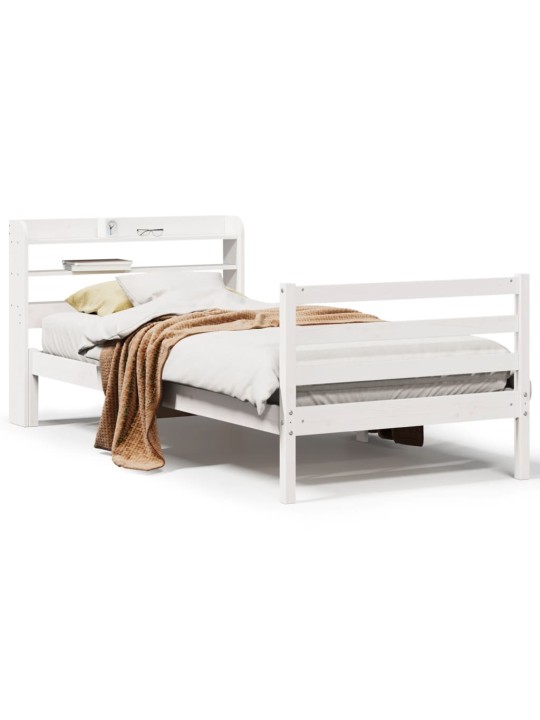 Voodiraam peatsiga ilma madratsita valge 90x190 cm