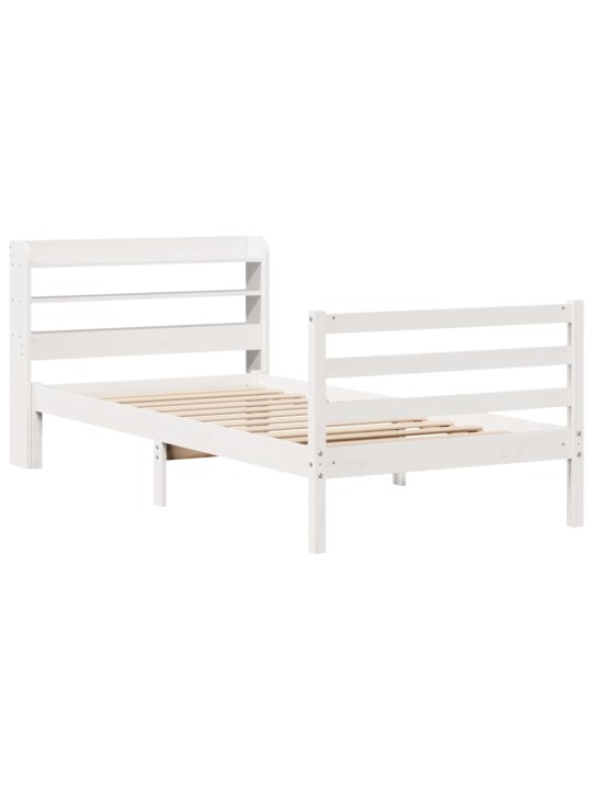 Voodiraam peatsiga ilma madratsita valge 90x190 cm