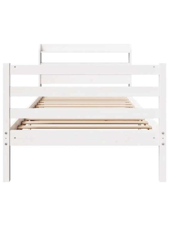 Voodiraam peatsiga ilma madratsita valge 90x190 cm