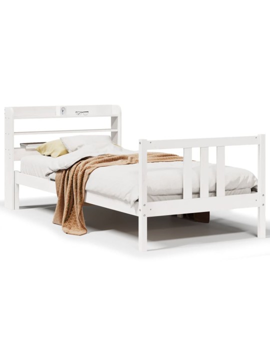 Voodiraam peatsiga ilma madratsita valge 90x200 cm