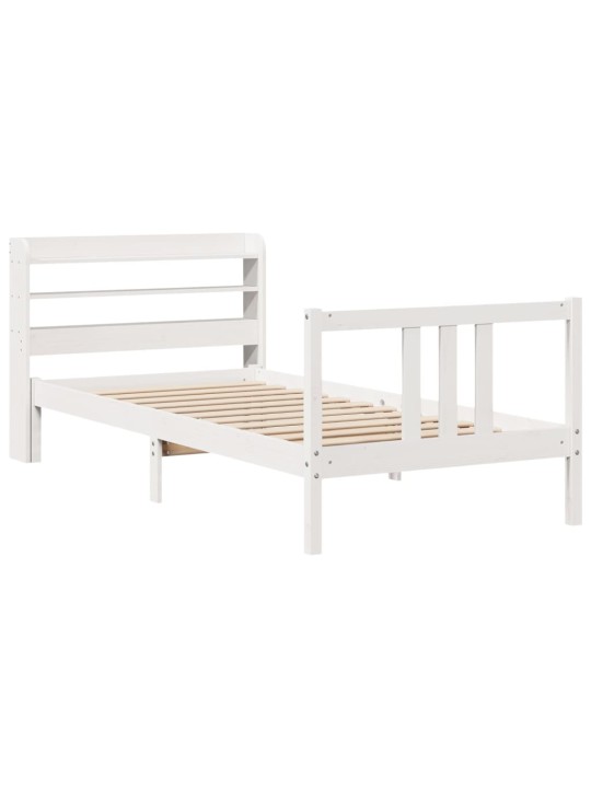 Voodiraam peatsiga ilma madratsita valge 90x200 cm