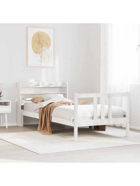 Voodiraam peatsiga ilma madratsita valge 90x200 cm
