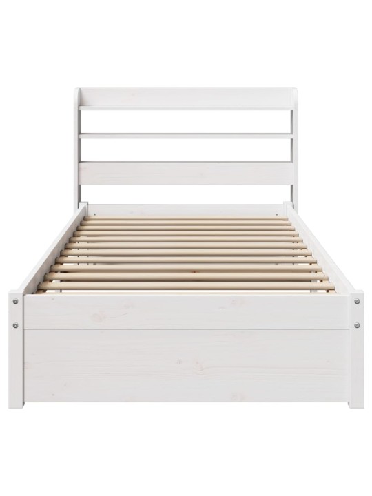 Voodiraam peatsiga ilma madratsita valge 90x190 cm