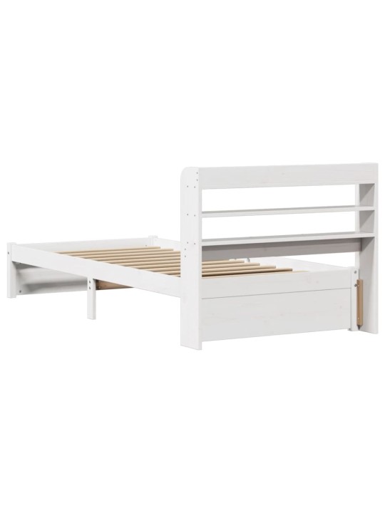 Voodiraam peatsiga ilma madratsita valge 90x190 cm