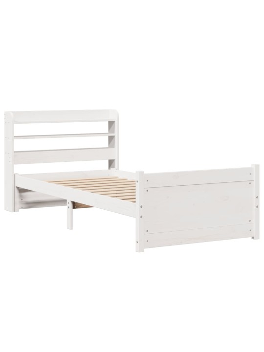 Voodiraam peatsiga ilma madratsita valge 90x190 cm