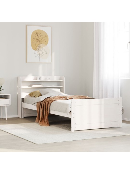 Voodiraam peatsiga ilma madratsita valge 90x190 cm