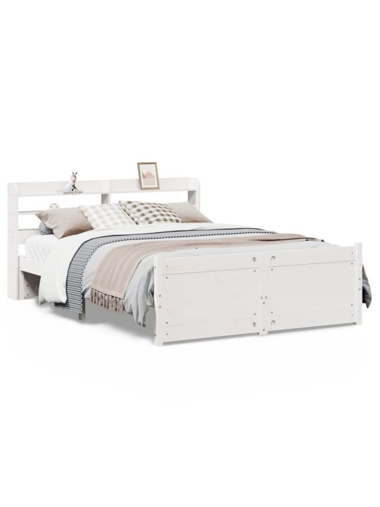 Voodiraam peatsiga ilma madratsita valge 140x190 cm