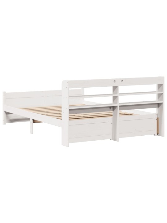 Voodiraam peatsiga ilma madratsita valge 140x190 cm