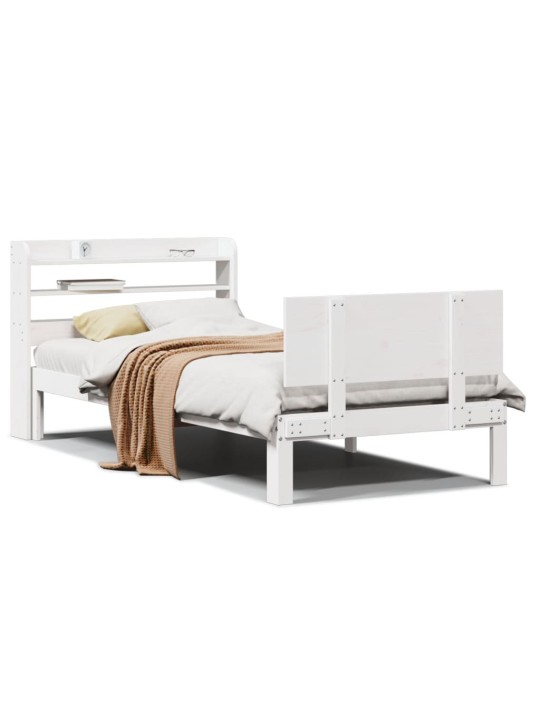 Voodiraam peatsiga ilma madratsita valge 90x200 cm