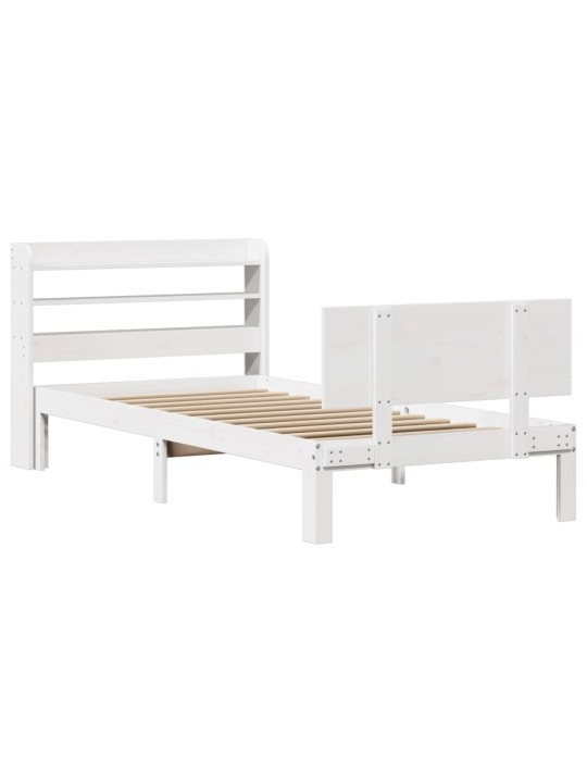 Voodiraam peatsiga ilma madratsita valge 90x200 cm