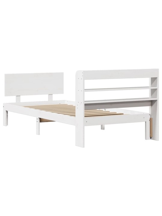 Voodiraam peatsiga ilma madratsita valge 90x200 cm