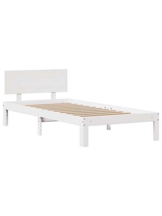Voodiraam peatsiga ilma madratsita valge 90x200 cm