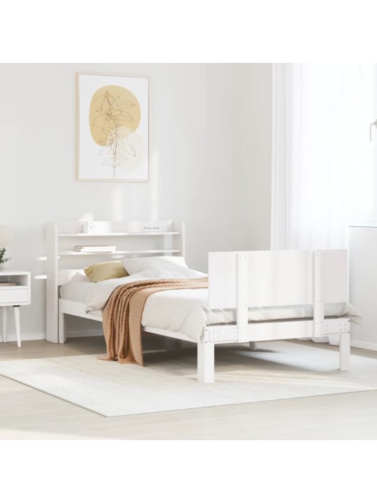 Voodiraam peatsiga ilma madratsita valge 90x200 cm