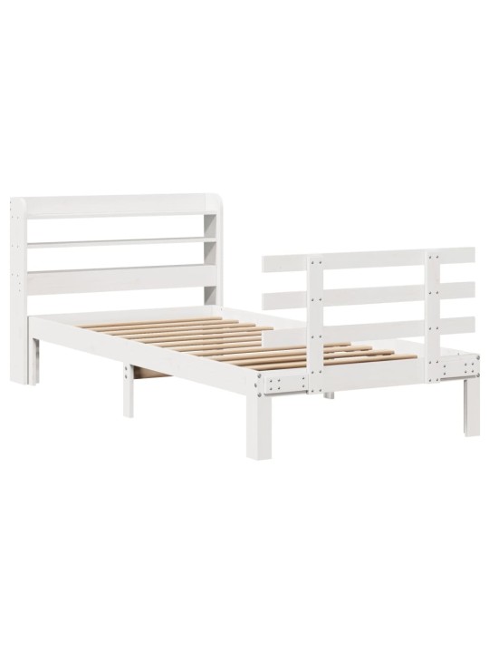 Voodiraam peatsiga ilma madratsita valge 90x190 cm
